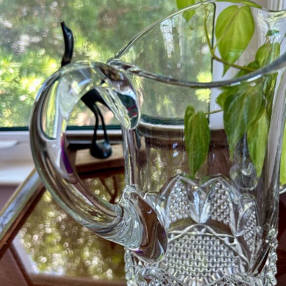 Vintage EAPG Cut Crystal Button Arches Water Pitcher – 9.75” Tall - Picture 6 of 12